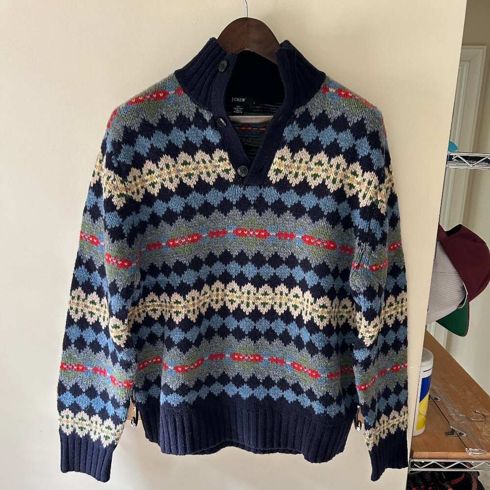 J. Crew Lambswool Button Mock Neck Sweater - MINT!